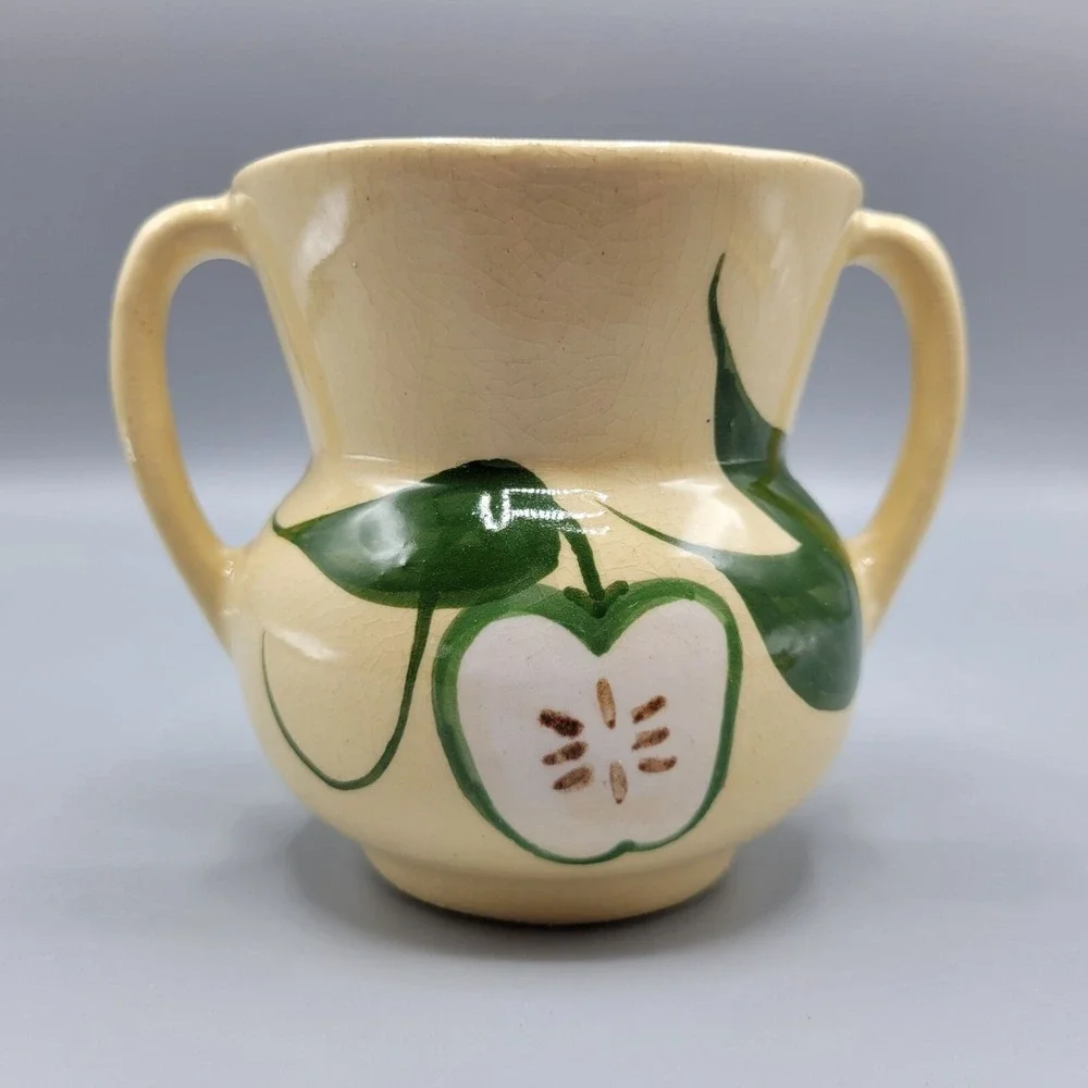 Vtg Alpine Pottery Green Apple Sugar Bowl Watt Fest III 1995 Crooksville Ohio